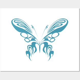 Abstract Blue Butterfly Posters and Art